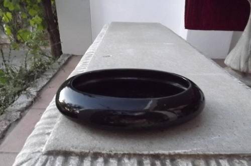 Black Oval Porcelain Vase - height 5cm - 18x26cm