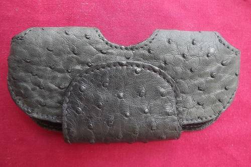 Black Ostrich Leather Cellphone Belt Holder in very good condition