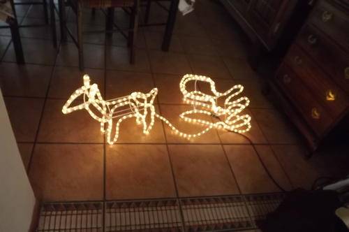 Large Lighted Chistmas Decoration-The Reindeer & Sleigh-very good cond-see descrip for measurements