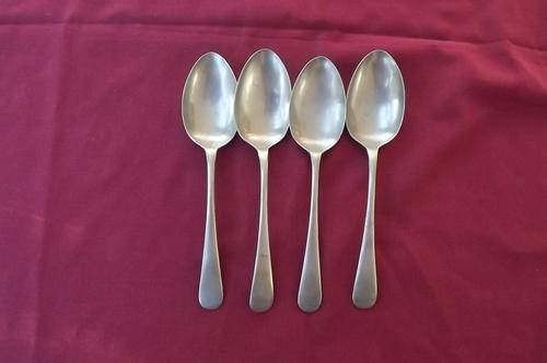 Set of 4 Sipelia Nickel Silver Dessert Spoons from Sheffield England - good condition