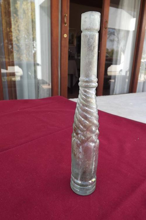 Thin Antique Bottle with small chips in neck - see scans - height 21.5cm