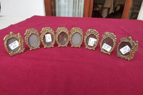 Set of 8 Small Standing Metal Frames - very pretty - 5cm high each