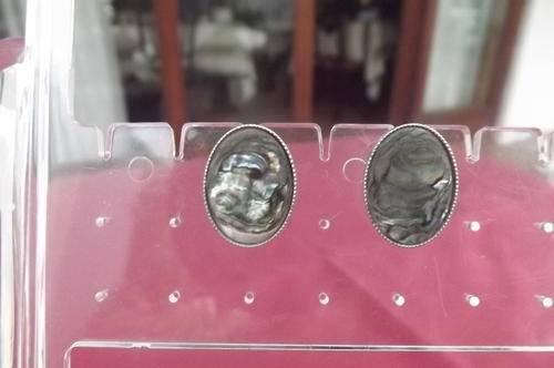 Antique oval mother of pearl screw on earrings in setting.Very good condition