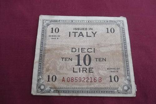 Italy-WW2 Allied Military Currency.10 Lire.Series of 1943 - banknote