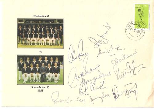 Cricket West Indies vs South Africa 1983 Signed  * REBEL SERIES * UNIQUE ITEM