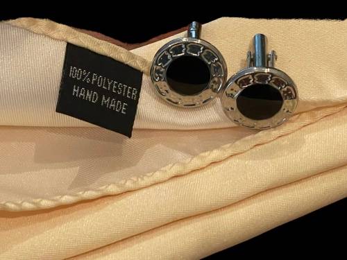 LOVELY PAIR OF CUFFLINKS + POCKET HANDKERCHIEF *BARGAIN*