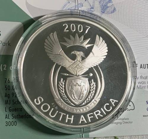 Two Ounce silver 50 Cents Kgalagadi Transfrontier Peace Park Mintage number 159 original box and coa
