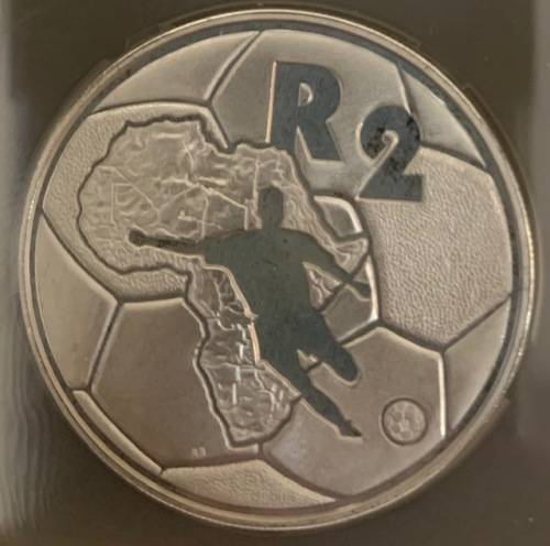 1995 1oz silver content SANGS certified slabbed proof 2 Rand African Cup of Nations