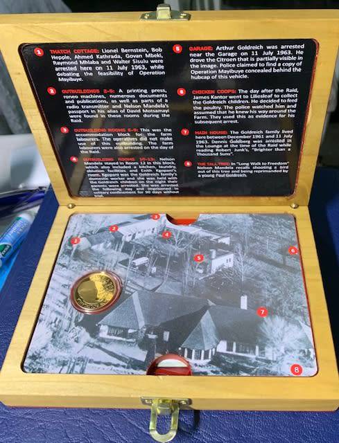 2012 Very rare Mandela Lilliesleaf half ounce .999 Proof gold coin, special box, cd, COA 525