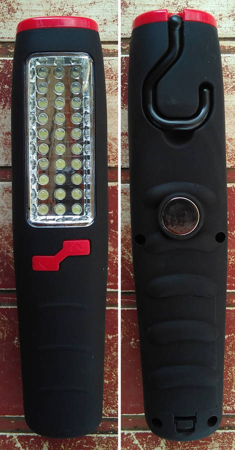 Portable LED work light, torch and lamp with hook and magnet