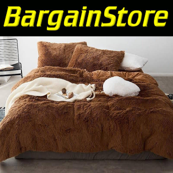 Luxurious Furry Shag 5 Piece Queen Duvet Cover Set