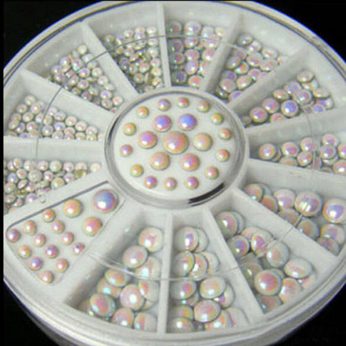 The Nail Art - Nail white AB plating drill plate 6cm12 lattice turntable disc