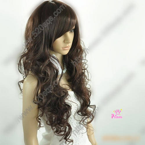 Pretty Silky Long Curl Wig-dark brown