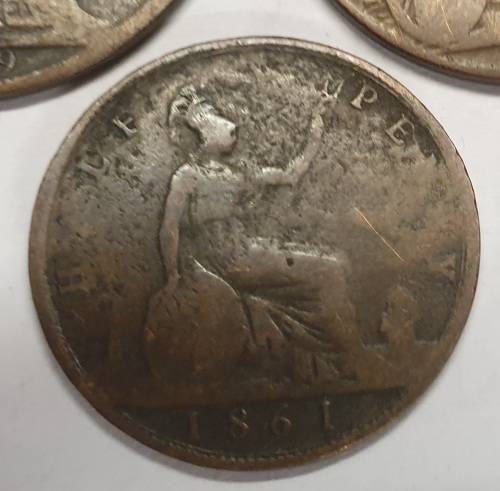 1899 AND 1912 ONE PENNY COINS Plus A 1861 HALF PENNY  Per IMAGES -Bid is for all 3 Coins NO Reserv