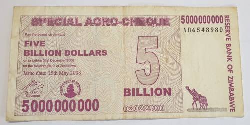 5 Billion Dollars SPECIAL AGRO-CHEQUE as per images #AB Serial No.