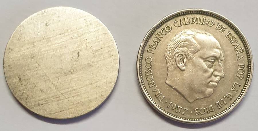 Blank Obverse on one of these 2 Spanish 25 Pesetas -Bid is for both coins !!!