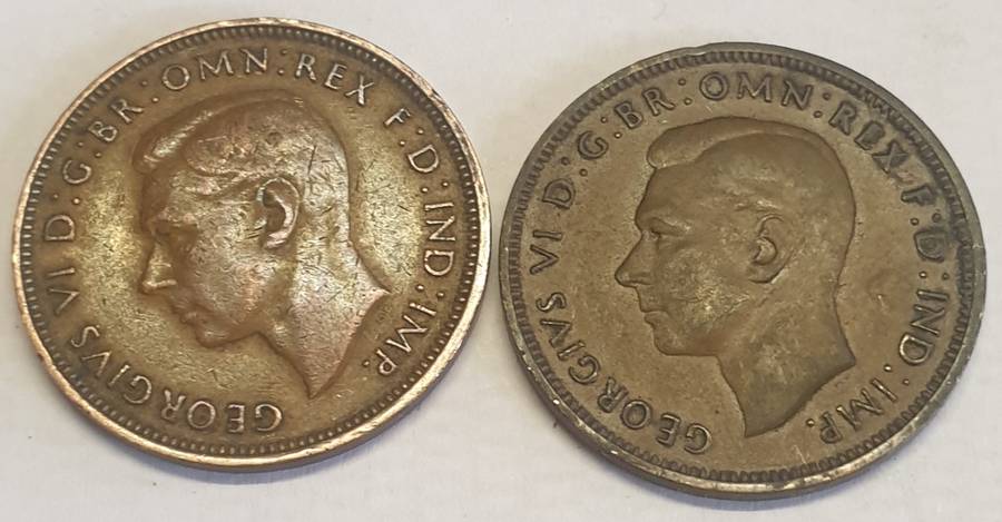 Half Pennies 1944 and 1948 as per images !! Bid is for both coins !!!