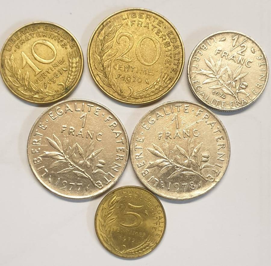 Coins of France as per images !!!Bid is for the Lot of 6 Coins !!!!!!