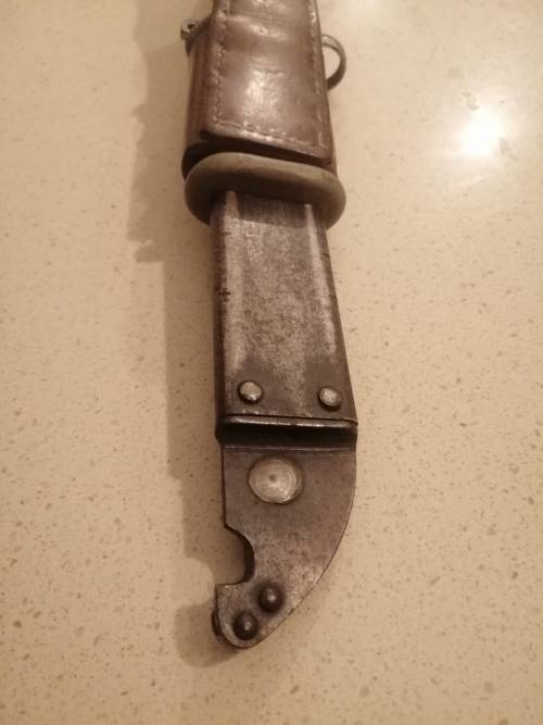 ### Reduced!! - Possibly Romanian AK 47 bayonet with frog and Scabbard ###