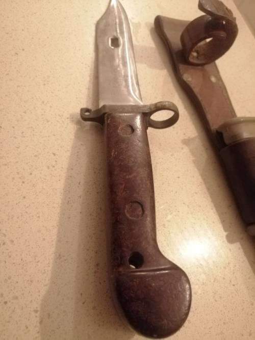 ### Reduced!! - Possibly Romanian AK 47 bayonet with frog and Scabbard ###