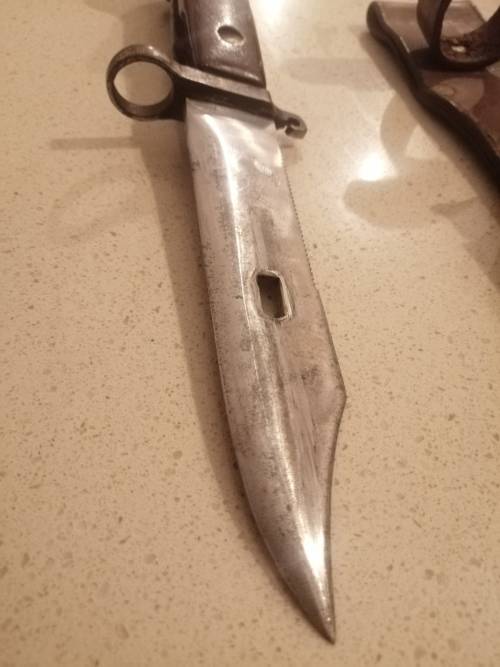 ### Reduced!! - Possibly Romanian AK 47 bayonet with frog and Scabbard ###