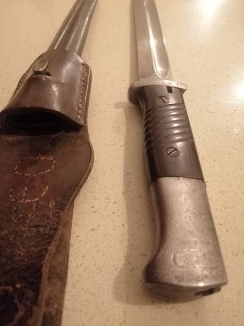 # Going, GoingG.... K98 P Weyersberg Bayonet inc Frog and Scabbard, though not for this bayonet #
