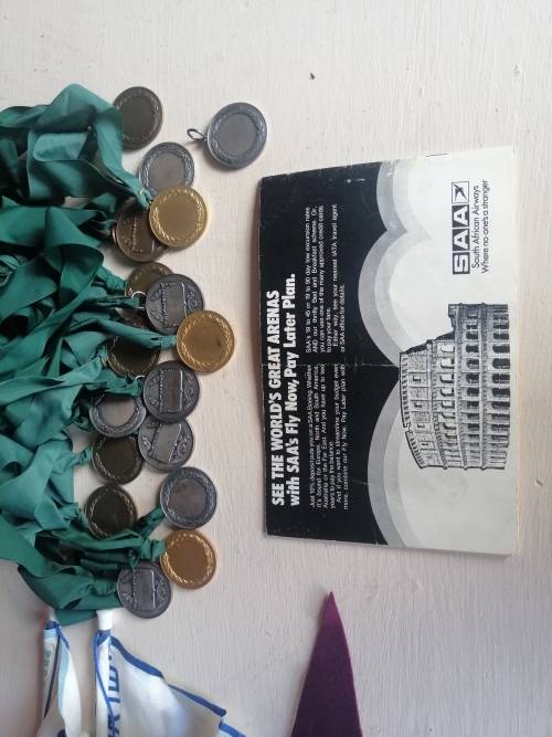 ### Sporting Tracksuit tops Ties and medals Springbok history memorabilia  ###