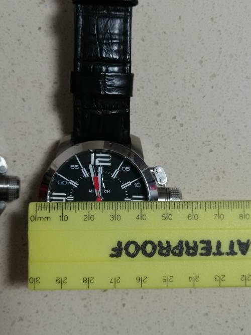 ### 1 Day Auction!! Metal CH Swiss oversize watch 56mm with Leather strap almost new!! ###