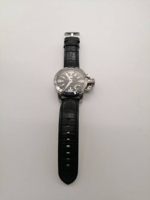 ### 1 Day Auction!! Metal CH Swiss oversize watch 56mm with Leather strap almost new!! ###