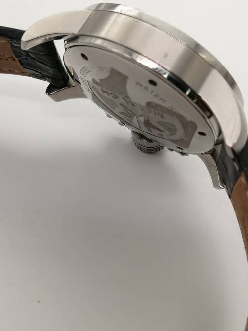 ### 1 Day Auction!! Metal CH Swiss oversize watch 56mm with Leather strap almost new!! ###