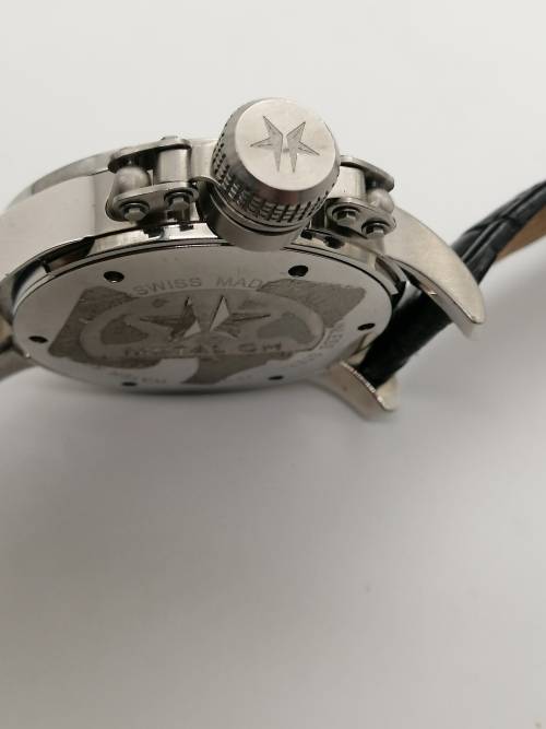 ### 1 Day Auction!! Metal CH Swiss oversize watch 56mm with Leather strap almost new!! ###