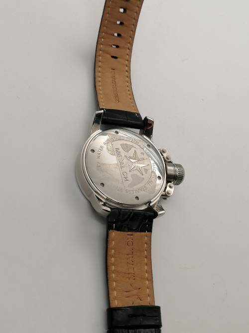 ### 1 Day Auction!! Metal CH Swiss oversize watch 56mm with Leather strap almost new!! ###