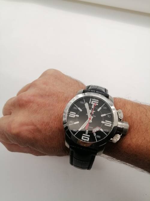 ### 1 Day Auction!! Metal CH Swiss oversize watch 56mm with Leather strap almost new!! ###