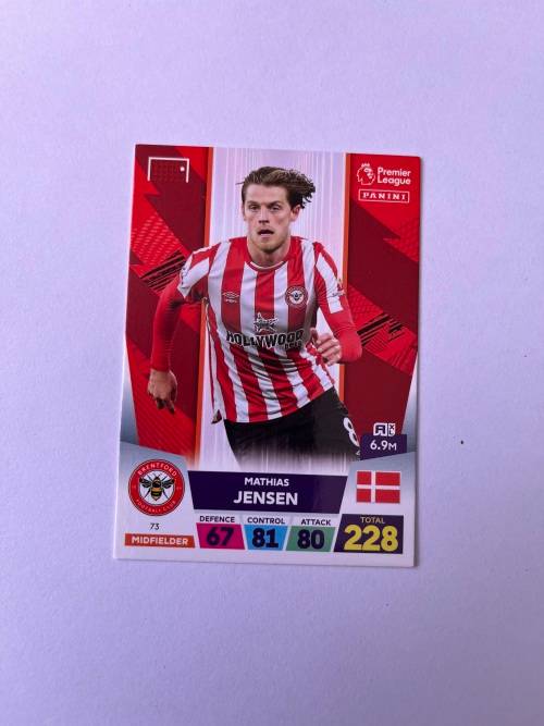 Panini Premier League Adrenalyn XL 2023 Soccer Card 73 Mathias Jensen