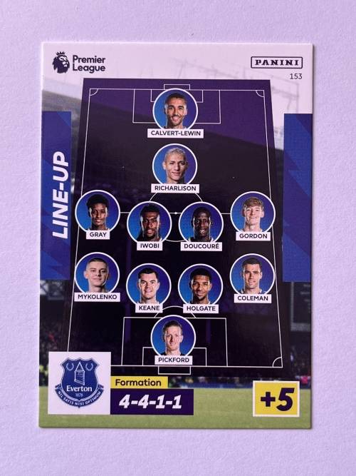 Panini Premier League Adrenalyn XL 2023 Soccer Card 153 Everton FC Line-up