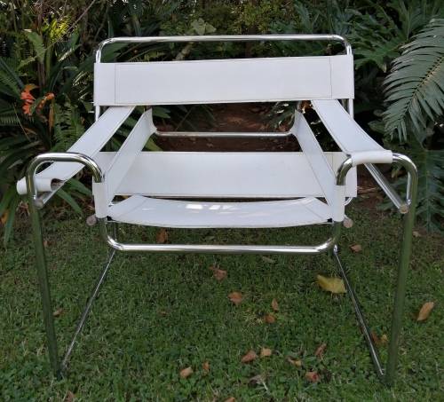 Wassily style chair - White leather and chrome