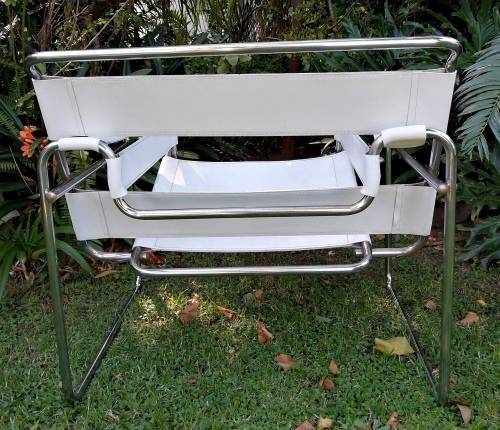 Wassily style chair - White leather and chrome