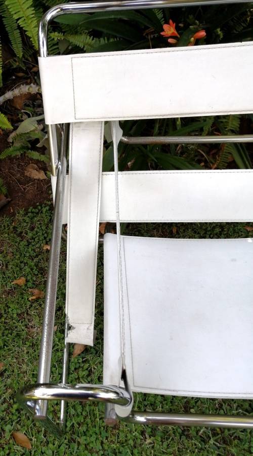 Wassily style chair - White leather and chrome