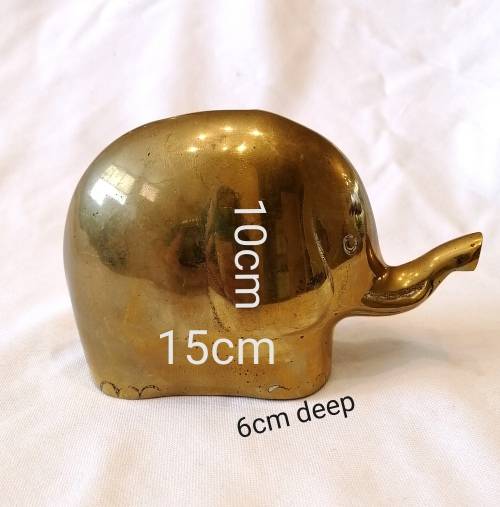 Ornamental, brass elephant coin bank