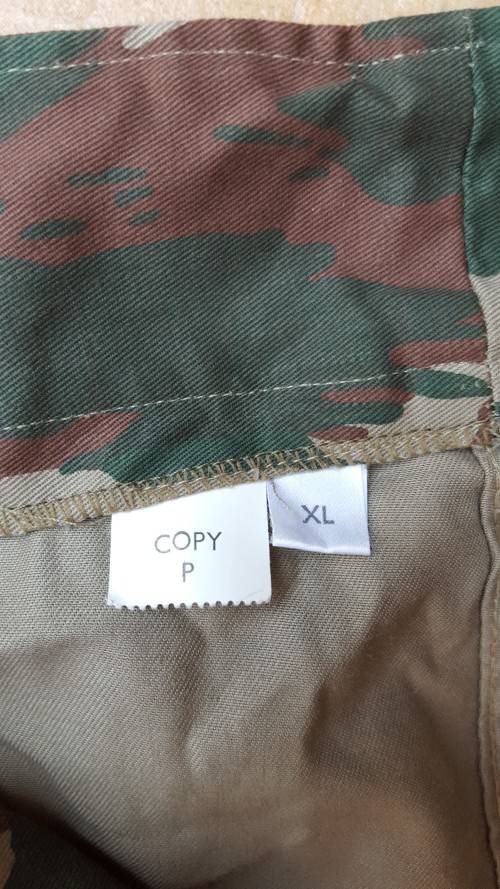 SADF era SA SF Recce copy "P" Zim dry camo XL waist mint trousers  - mint with paper size tag intact