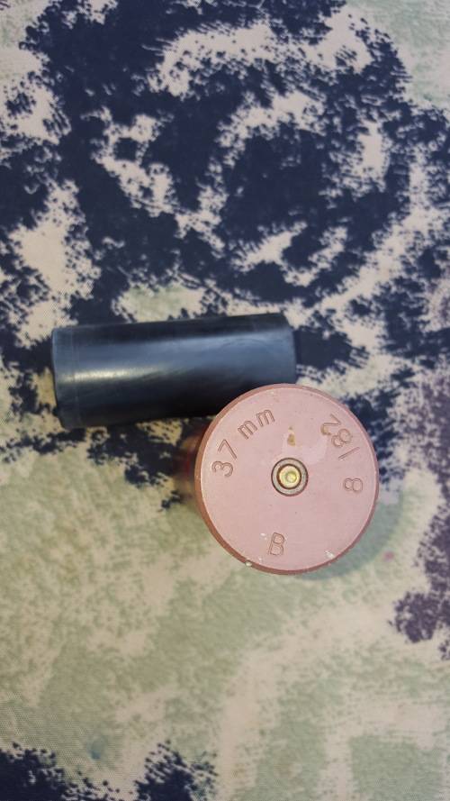SADF era empty innert FFE 37mm shell & rubber batton round - widely used in the townships pre-1994