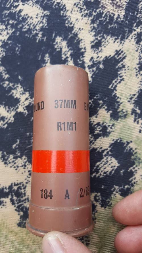 SADF era empty innert FFE 37mm shell & rubber batton round - widely used in the townships pre-1994