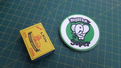 Rhod classic inspired round shape PVC morale patch - Elephant character - "Rhodesia is Super!"