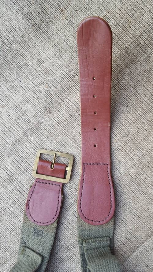 very good used (security use?) unknown 37mm/40mm ammo belt - used for riot control? leather & canvas