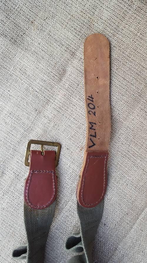 very good used (security use?) unknown 37mm/40mm ammo belt - used for riot control? leather & canvas