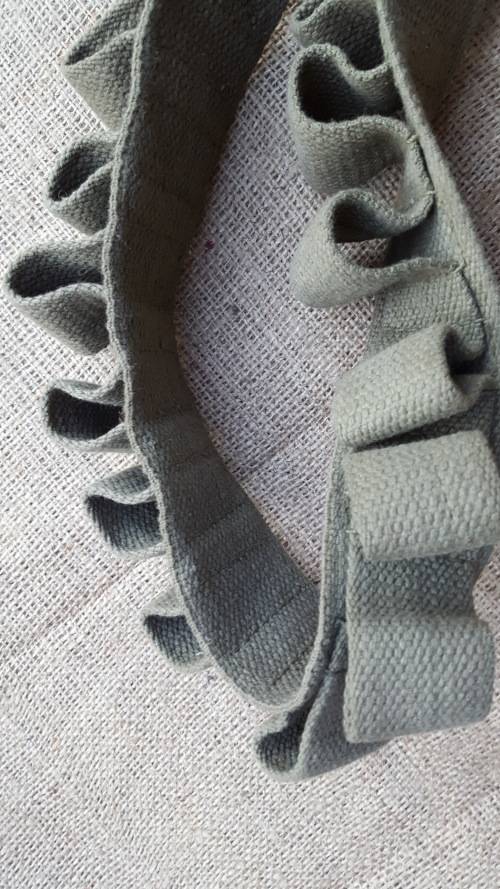 very good used (security use?) unknown 37mm/40mm ammo belt - used for riot control? leather & canvas