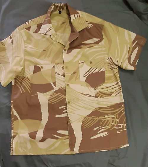 new build Hawaii style summer all-day/all-night Rhod "DRY" camo light-weight bar/lounge shirt - Med