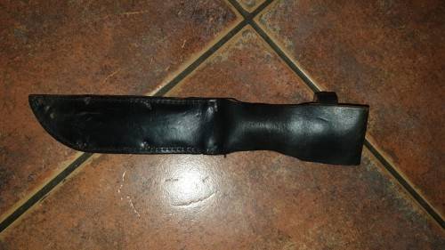 SADF era SA SF issued & used Recce sterile Ka-Bar fighting knife in sheath - good used condition