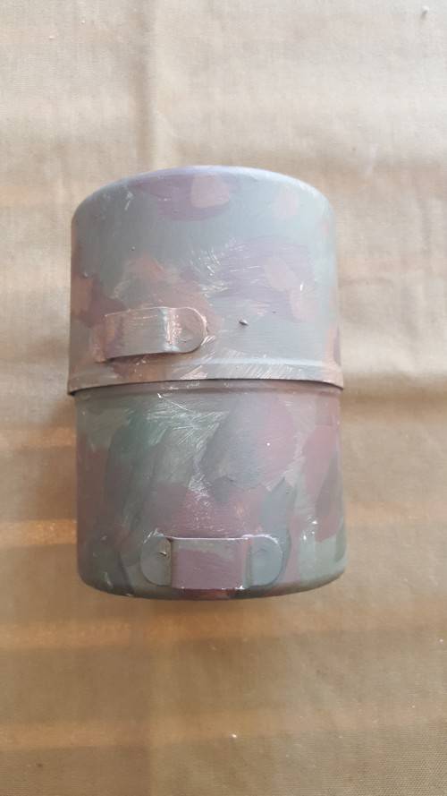 SADF era SA SF Recce used Camping Gaz Bluet 106 Globetrotter stove & 2 pots & empty can hand camo'ed