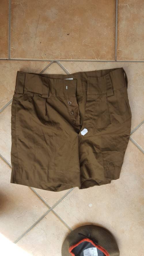 scarce and rarely seen new unused (unworn) SADF era nutria field-dress shorts - NOT cadet shorts